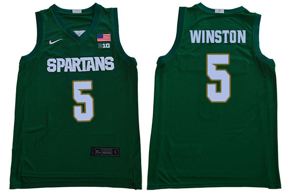 Men Michigan State Spartans #5 Cassius Winston NCAA Nike Authentic Green College Stitched Basketball Jersey BC41R38XW